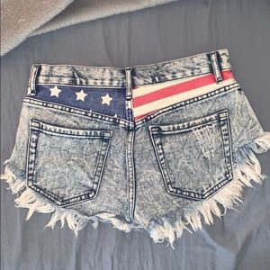 American flag high rise- short denim shorts